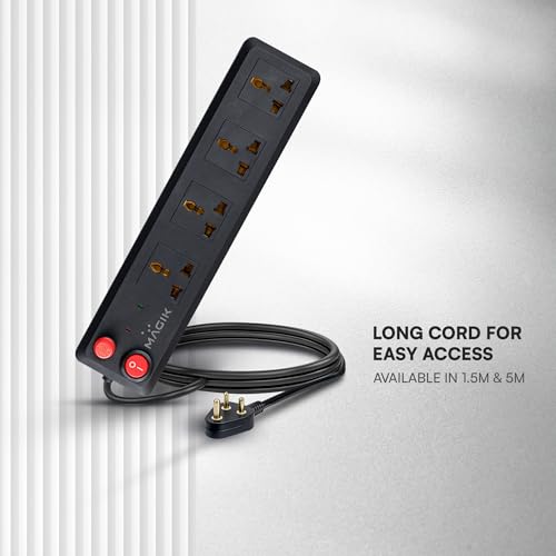 Image of Magik Power Guard Extension Board - 4 Universal Socket | 5 m Heavy-Duty Cord | Master Switch & Indicator | Surge Protection | Extension Box for Home & Office