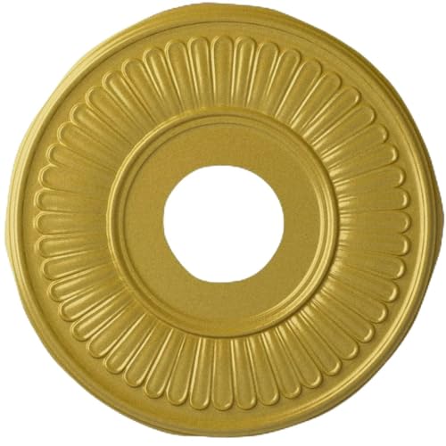 Image of Ekena Millwork CM15BERGS 15-3 /4 inch x 3-7 /8 inch x 3 /4 inch Berkshire Ceiling Medallion, Rich Gold