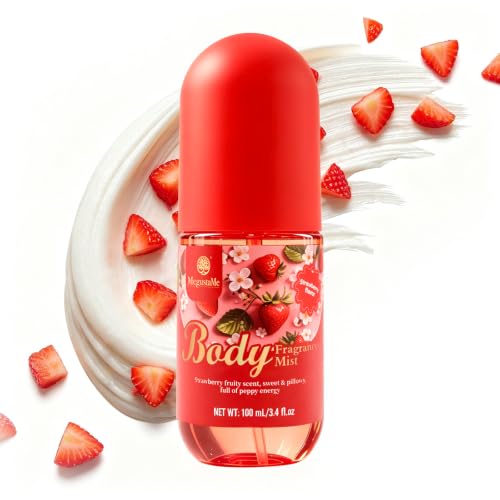 Image of Strawberry Scented Body Mist for Women, Gentle Fruity Fragrance Spray, Paraben Free, Phthalate Free, Vegan & Cruelty Free, Non-Greasy Quick-Dry Body Fragrance, 3.38 fl oz