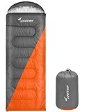 Schlafsack, Sportneer Outdoor Deckenschlafsack Tragbar Ultraleicht Warm Schlafsäcke für Kinder Erwachsene Damen Sleeping beim Camping Trekking Reise Wandern, Orange+Grau
