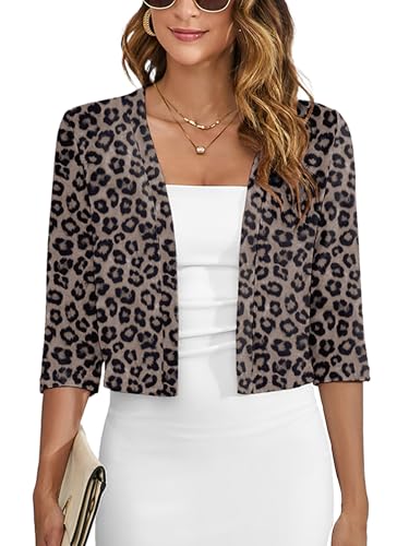 Image of Heymoments Women's Thin Shrugs 3 /4 Sleeve Lightweight Cropped Sweaters Open Front Cardigan for Dress