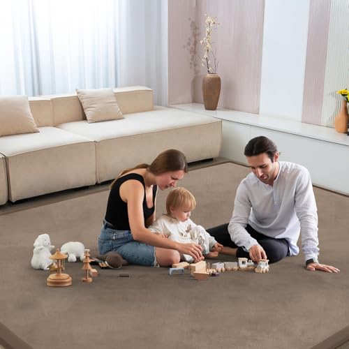 Image of Baby Play Mat for Floor Nursery Rug Muscle Mat Area Rug Playroom Rug 71 inchx79 inch Playpen Mat Elastic Foam 1.3 inch Thick Crawling Mat for Babies,Toddlers, Infants, Kids,Camel