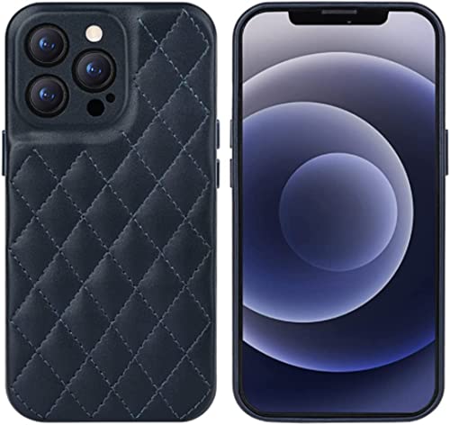 Coque en cuir iPhone 13 Pro Max bleu anti-trace de doigt et protection antichoc fine