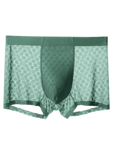 Mens Boxer Briefs Ice Silk Underwear Quick Dry Panties Soft Bikini Breathable Cheeky Seamless Underpants S-XL