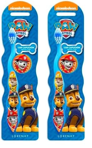 Paw Patrol Cepillo Dental Niño Manual Azul con Capuchon (Paquete de 2)