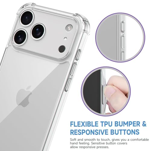 Image of Fashionury 3D Raised Transparent Crystal Clear Back Cover for iPhone 17 Pro Max | Shockproof Design | Anti-Slip Grip | Camera Protection | 360 Degree Protection Mobile Case