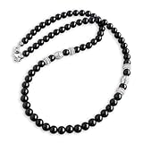 Mens Black Onyx Necklace 19 inches - Made with 6mm AA Grade Gemstone Beads - Handcrafted in USA