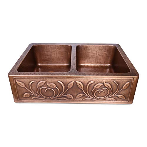 Petal Design Copper Undermount Kitchen Sink - Double Bowl ...