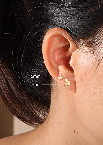 Minimalist Butterfly Earrings Tiny Stud Earrings Sterling Silver Earrings Dainty Earrings For Women Gold Butterfly Earrings Sterling Silver Butterfly Earrings Tiny Gold Stud Earrings Minimalist Simple Earrings (1/5 Inches-Gold) #TOP1