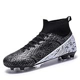 Puvvtyi Unisex Soccer Cleats Men Women,Kids Professional Football Boots,Youth Soccer Shoes Black