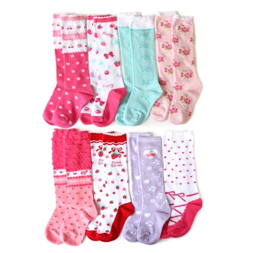 [box408] 靴下 キッズ 女の子 ラブリー プリンセス ハイソックス 8足セット (15-19cm)