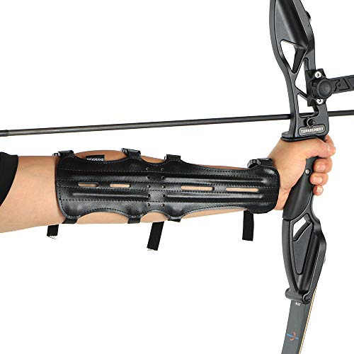 Toparchery 12" Ultra Light Weight Leather Arm Guard Adjustable 4 Strap For Archery 1Pk #TOP3