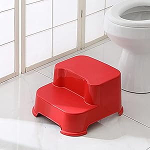 Toyvian Two Step Step Stools Toilet Potty Training Stool Non- Slip Foot Stool Bedside Step Stool for Kitchen Bathroom Bedroom Red Toyvian Two Step Step Stools Toilet Potty Training Stool Non Slip Foot Stool Bedside Step Stool for Kitchen Bathroom Bedroom Red