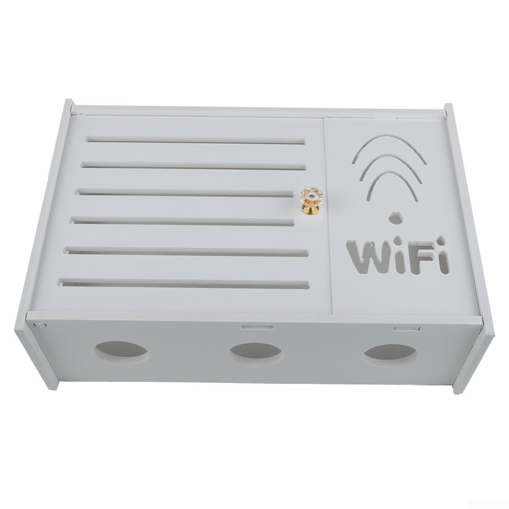 Wall-Mounted Wireless Router Storage Box, Plastic Router Holder Rack With Cable Organizer Heat Dissipation For Home Or Office TV Accessories(E)