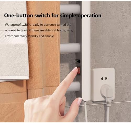 Freestanding Heated Towel Rack, Household Smart Electric Heating Drying Rack Wall-Mounted Heating Towel Rack for Bathroom, Spa, Bathrobe, Blanket & Pajama,Sakura White image 3
