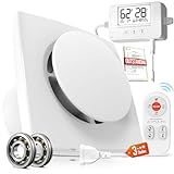 SBONNI Badlüfter mit Feuchtigkeitssensor Temperatursensor Timer - 3 Stufen WC Lüfter 100mm mit Fernbedienung, Echtzeit Feuchtigkeit und Temperatur, Stark Lüftung und Leise Abluftventilator Bad P119