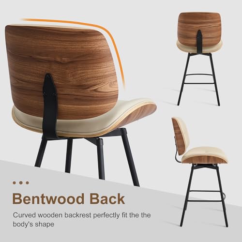 BFZ 27 Inch Swivel Bar Stools Set of 2, Walnut Back Counter Height - image 5