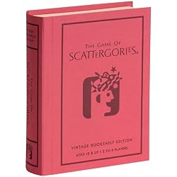 WS Game Company Scattergories Vintage Bookshelf Edition Party Word Game Set | Classic Word Game, Linen-Wrapped Book Box, Integrated Storage, Retro Design, 2 to 6 Players, Adults and Kids Ages 12 and Up