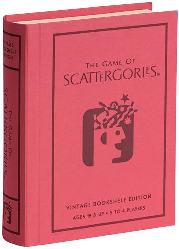 WS Game Company Scattergories Vintage Bookshelf Edition Linen Fabric-Wrapped Book Case with Integrated Storage & 1988 Retro Graphics - Classic Board...
