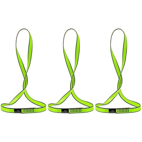 AINIKEY 18MM Nylon Climbing Sling Runner 23KN CE2008/EN566 Rock Climbing Webbing Straps for Outdoor Climbing, Rappelling, Swing, Yoga Hammock etc（Green | 60cm / 24inch | Pack of 3） Cover