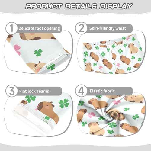 Capybara with Lucky Clover Girls Leggings Soft Comfortable Athletic Leggings Dancing Pants for 4-10 Years3