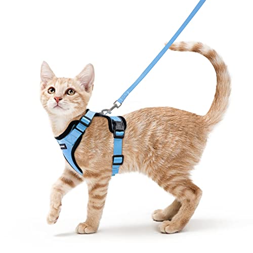 Image of rabbitgoo Cat Harness and Leash Set, Escape Proof Vest, Light Blue