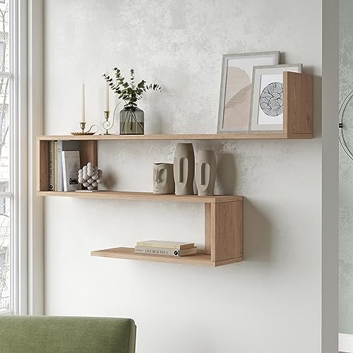 [en.casa] Estantería de Pared Kitee de 3 Niveles Estantes Flotant...