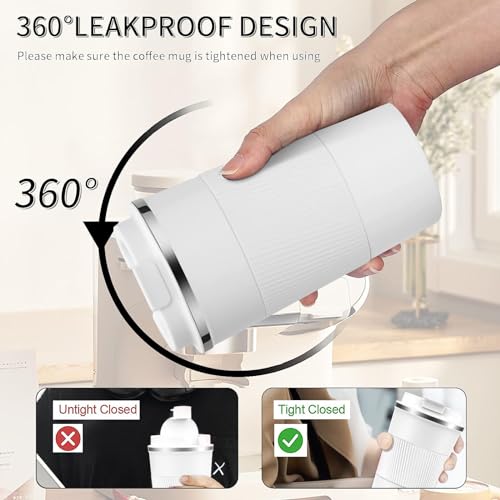 Image of Insulated Travel Coffee Mug, Stainless Steel Coffee Cup with Leakproof Lid | Double-wall insulation keeps drinks hot or cold for hours, with a leakproof lid and portable stainless steel design
