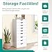 Naomi Home Bianca 9-Drawer Tall Narrow Dresser — Compact 13.8″W White Storage Cabinet with Smooth Glide Drawers, Superior Capacity & Vertical Design