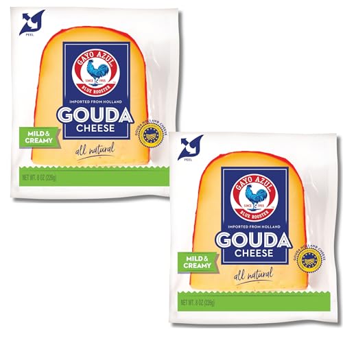 Gayo Azul Mild Gouda Cheese Wedge – 8 oz Each (2-Pack) – Red Wax Dutch-Style Cheese