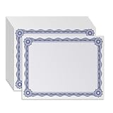 Certificate Paper 8.5 x 11 with Blue Border, 100 Sheets Printable Diploma & Award Certificate Paper, 140 GSM Thick Letter Size Paper for Graduation, Recognition, Achievement, Printing