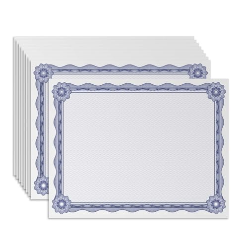 Certificate Paper 8.5 x 11 with Blue Border, 100 Sheets Printable Diploma & Award Certificate Paper,...