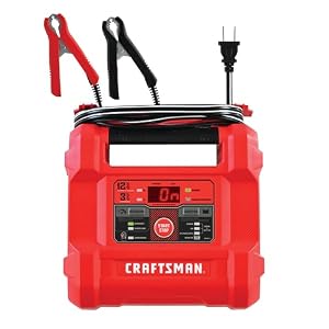 CRAFTSMAN 12A Car Battery Charger and Maintainer, 4-in-1 Solution, Battery Tester, for 6V/12V Power Sport, Automotive, and Marine Batteries, CMXCESM258