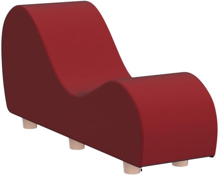 Avana Chaise Lounge Chair for Stretching and Relaxation, Hevea Wood Feet, Faux Leather - Claret Red