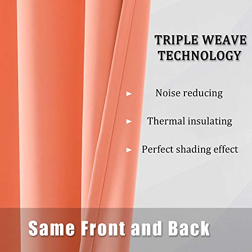 Dualife Light Peach Coral Colored Curtains 63 Inches Long 2 Panels Set Thermal Insulated Grommet Room Darkening Curtain Panels For Girls Bedroom 42 W X 63 L Inch Orange Coral #TOP4