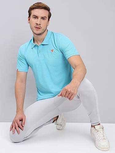 Image of TECHNOSPORT Men's Polyester Slim Fit Self-Design Short Sleeve Polo Matpiq T-Shirt with Anti Microbial, Techno Dry for Regular and Casual Use