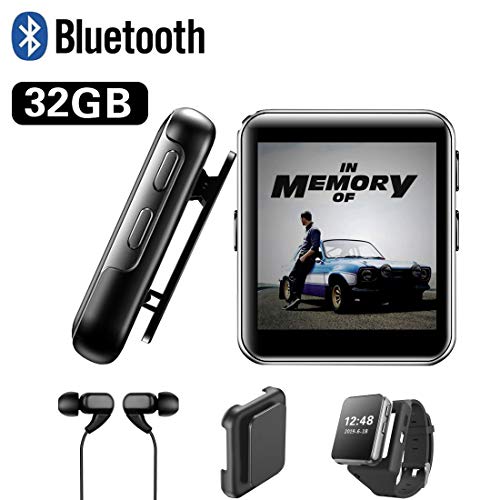 32GB Clip MP3 Player with Bluetooth, Sports Watch MP3 Player with Touch Screen