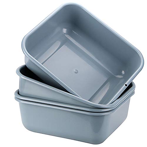 HOZEON 4 Pack Grey Plastic Bus Tubs, 14L 3.7 Gallon Wash Basin, Bus Box for Restaurant, Kitchen, Cafeteria and More