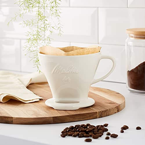Miniatura 4 de Melitta Portafiltros De Porcelana Para Café Pour Over, Asa Lateral, Tamaño 1x4, Aberturas Laterales, Blanco