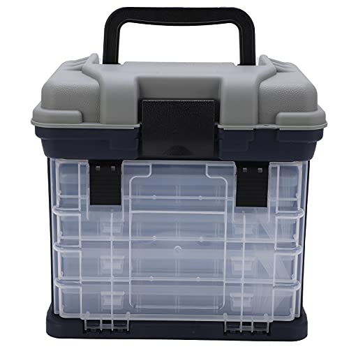 BTSEURY Fishing Tackle Box, Portable Utility 4 Layers Big Fishing Tackle Box, Plastic Handle Carp Fishing Case Tools