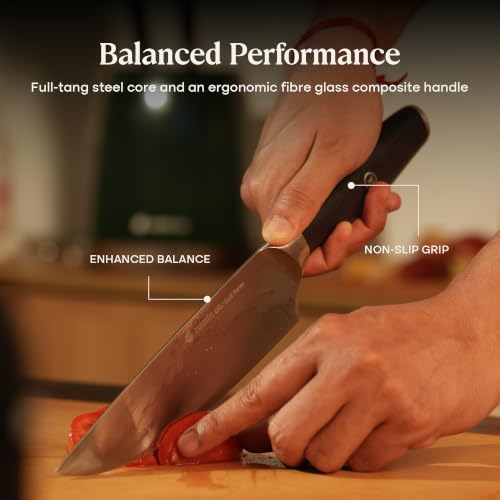 Image of CUMIN CO. 7 Inch Chef Knife | Premium High Carbon Stainless Steel Professional Kitchen Knife | Multipurpose Knife for Chopping, Slicing & Dicing