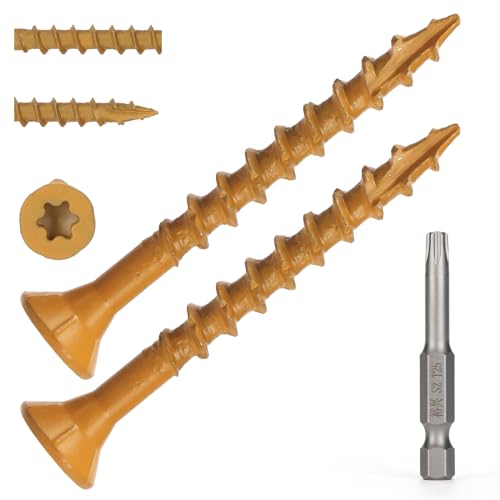 Image of Wood Screws #8 x 2'', T25 Star Torx Drive Flat Head Deck Screws, Tan, 127Pcs (1lb)