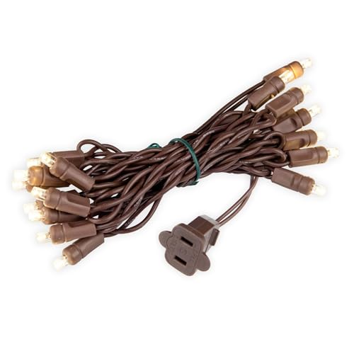 Novelty Lights 7 Feet 20 LED String Light, Warm White on Brown Wire, 4" Spacing Short Fairy Lights, Connectable End-to-End, UL Listed for Indoor/Outdoor