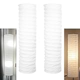 VOSAREA 2-Pack Paper Floor Lamp Shades for Standing Lamps – Sturdy Thickened Rice Paper Shade Replacement for Living Room Bedroom, 37' Tall Nordic Japanese Style White Cylinder Light Cover Decor