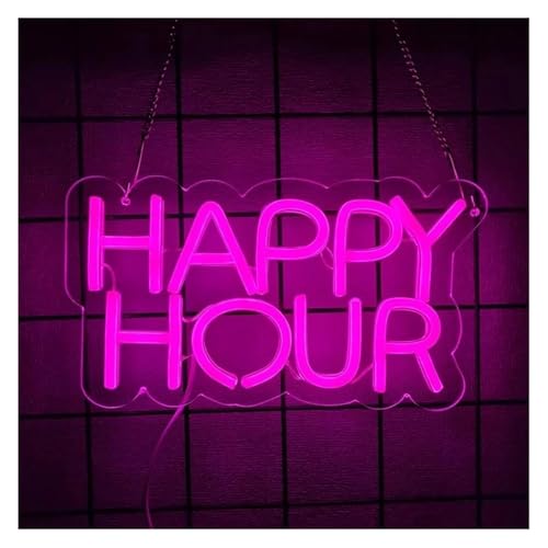 Néon Happy Hour LED : lampe de décoration lumineuse pour bar et fête