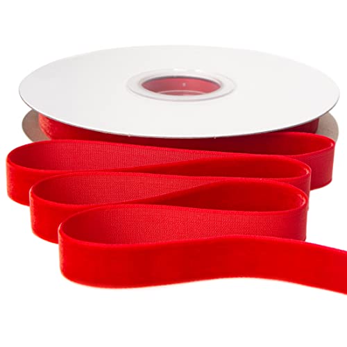 Ribbli Polyester Red Velvet Ribbon,5/8 Inches Continuous10-Yard Spool,Christmas Ribbon for Gift Wrapping,Floral Bouquets, Home Decor