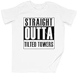 Doux et respirant Straight Outta Tilted Towers Blanca Niños Chicos Chicas Camiseta Unisexo Tamaño S White Kid\'s Boys Girls tee Size S
