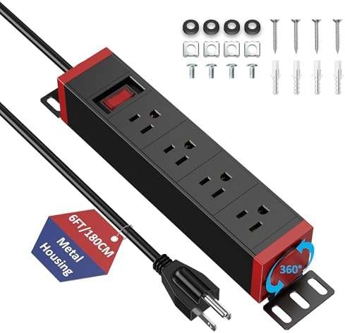 10 Inch Rack PDU Power Strip,1U RackMount Surge Protector Power Strip, 360° Rotatable Mounting, Rack Mount Power Strips for 10'' Mini Server Network Cabinets/Rack/Self, 6ft Cable