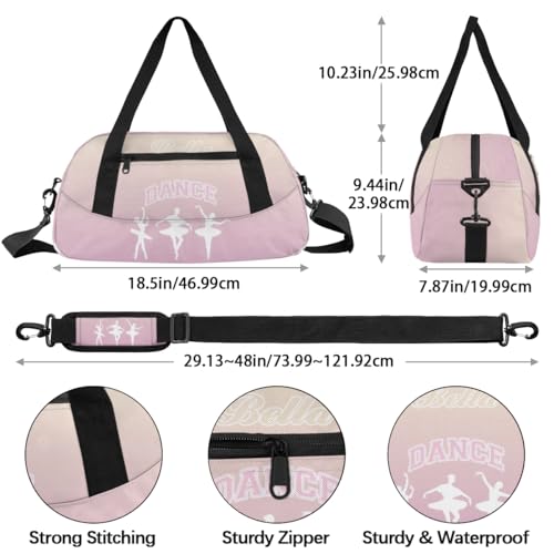 Custom Gym Bag with Name for Women Men, Beige Pink Personalized Sport Dance Gymnastics Duffel Bag Travel Weekender Overnight Bags3