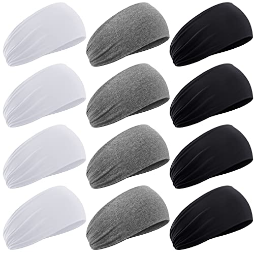 Image of Zhanmai 12 Pieces Boys Headbands 16 Inch Kids Sweatbands, Soft Athletic Sports Head Sweatband Headbands Wicking Elastic Hairband for Girls and Boys